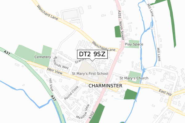 DT2 9SZ map - large scale - OS Open Zoomstack (Ordnance Survey)