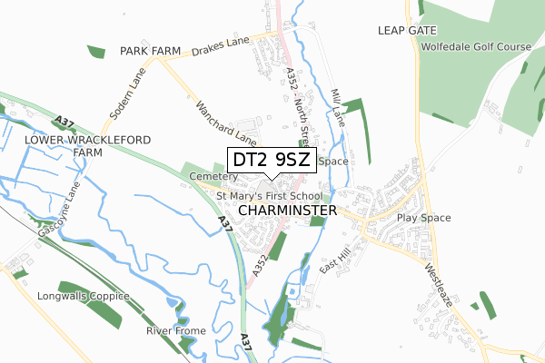DT2 9SZ map - small scale - OS Open Zoomstack (Ordnance Survey)