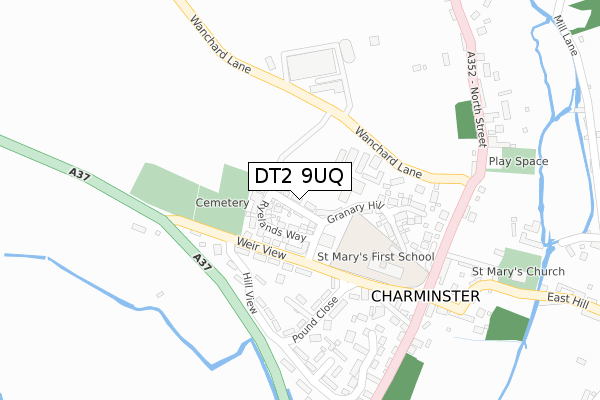 DT2 9UQ map - large scale - OS Open Zoomstack (Ordnance Survey)
