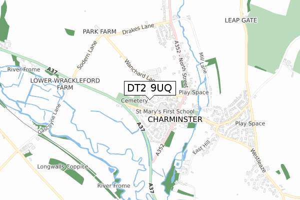 DT2 9UQ map - small scale - OS Open Zoomstack (Ordnance Survey) DT2 9UQ map - small scale - OS Open Zoomstack (Ordnance Survey)
