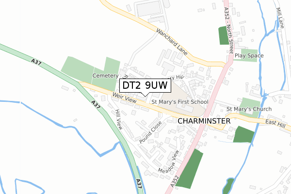 DT2 9UW map - large scale - OS Open Zoomstack (Ordnance Survey)