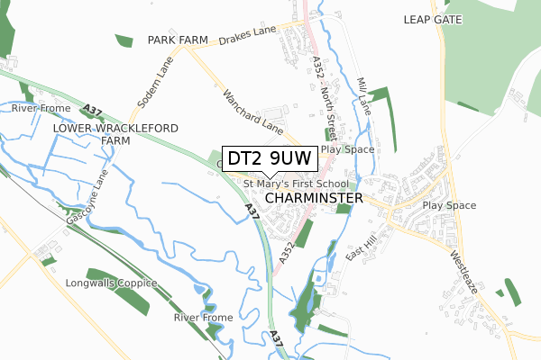 DT2 9UW map - small scale - OS Open Zoomstack (Ordnance Survey)