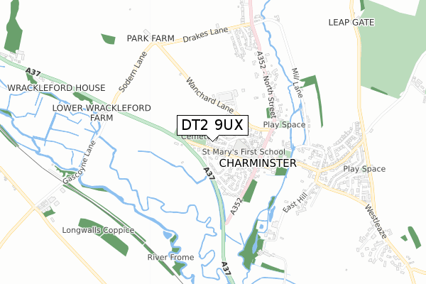 DT2 9UX map - small scale - OS Open Zoomstack (Ordnance Survey)