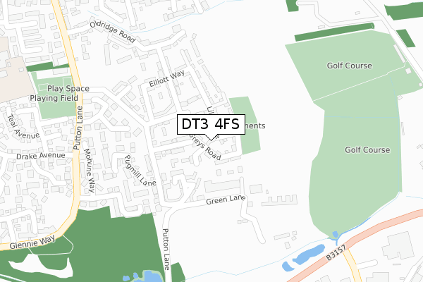 DT3 4FS map - large scale - OS Open Zoomstack (Ordnance Survey)