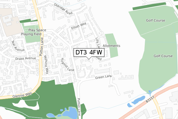 DT3 4FW map - large scale - OS Open Zoomstack (Ordnance Survey) DT3 4FW map - large scale - OS Open Zoomstack (Ordnance Survey)