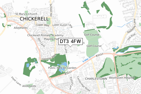 DT3 4FW map - small scale - OS Open Zoomstack (Ordnance Survey) DT3 4FW map - small scale - OS Open Zoomstack (Ordnance Survey)