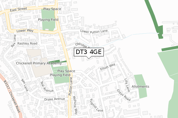 DT3 4GE map - large scale - OS Open Zoomstack (Ordnance Survey)