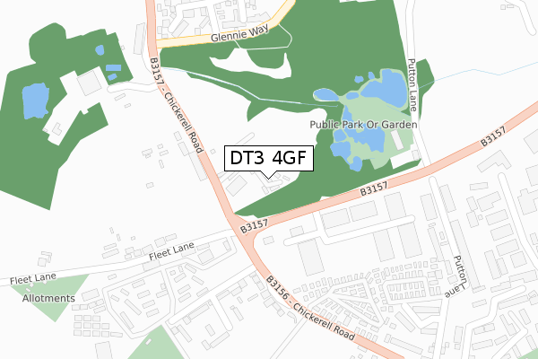 DT3 4GF map - large scale - OS Open Zoomstack (Ordnance Survey)