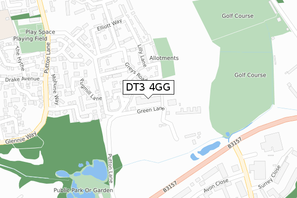 DT3 4GG map - large scale - OS Open Zoomstack (Ordnance Survey)