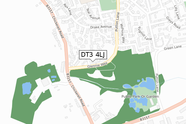DT3 4LJ map - large scale - OS Open Zoomstack (Ordnance Survey)