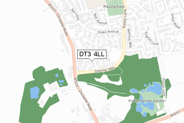 DT3 4LL map - large scale - OS Open Zoomstack (Ordnance Survey)