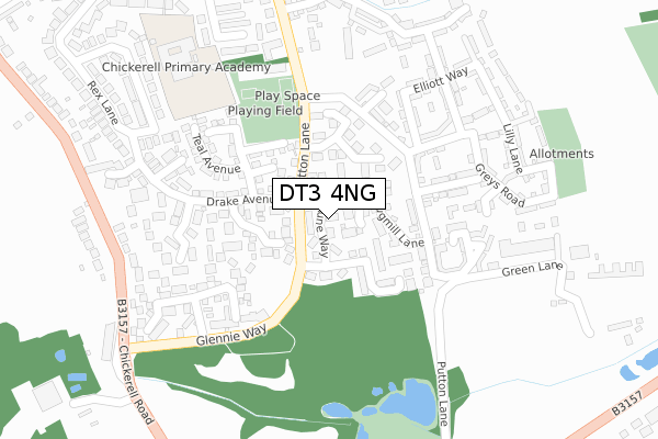DT3 4NG map - large scale - OS Open Zoomstack (Ordnance Survey)