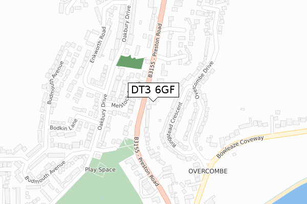 DT3 6GF map - large scale - OS Open Zoomstack (Ordnance Survey)