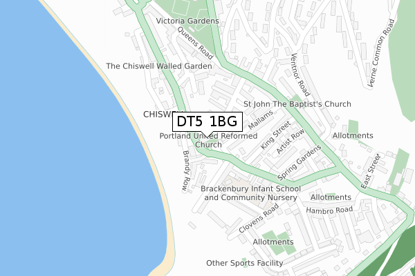 DT5 1BG map - large scale - OS Open Zoomstack (Ordnance Survey)