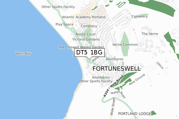 DT5 1BG map - small scale - OS Open Zoomstack (Ordnance Survey)