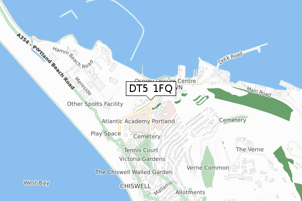 DT5 1FQ map - small scale - OS Open Zoomstack (Ordnance Survey)