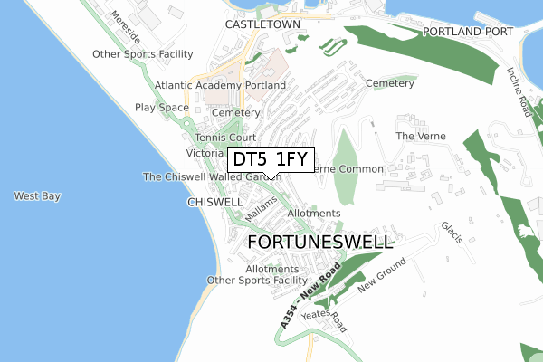 DT5 1FY map - small scale - OS Open Zoomstack (Ordnance Survey)