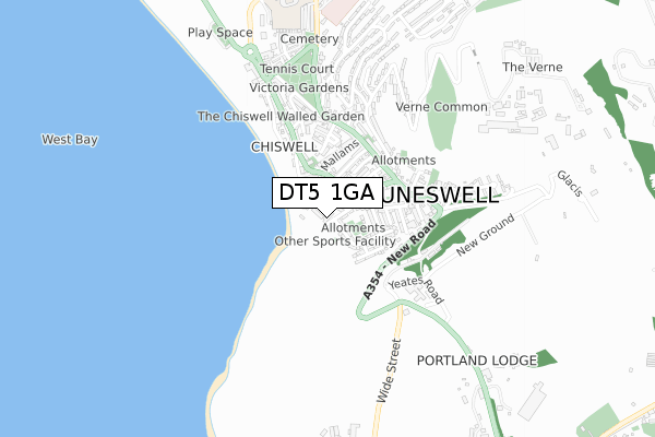 DT5 1GA map - small scale - OS Open Zoomstack (Ordnance Survey)