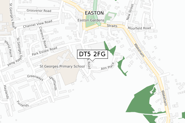 DT5 2FG map - large scale - OS Open Zoomstack (Ordnance Survey)