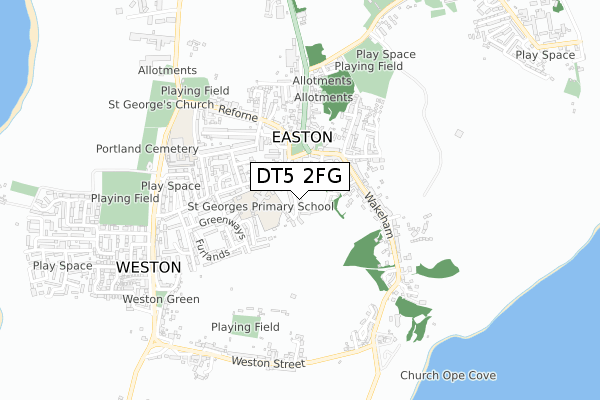 DT5 2FG map - small scale - OS Open Zoomstack (Ordnance Survey)