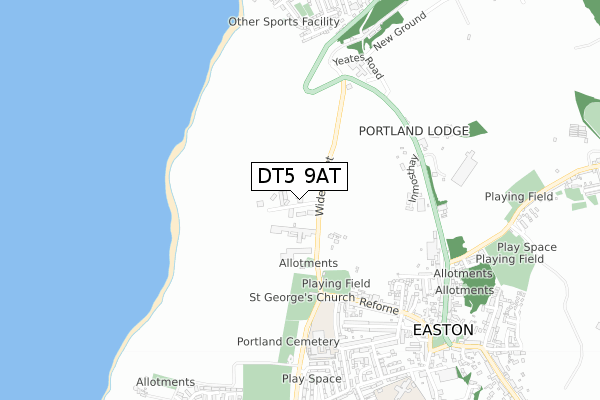 DT5 9AT map - small scale - OS Open Zoomstack (Ordnance Survey)