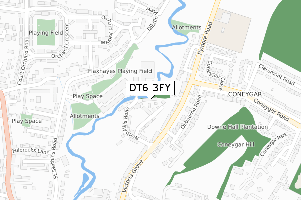DT6 3FY map - large scale - OS Open Zoomstack (Ordnance Survey)