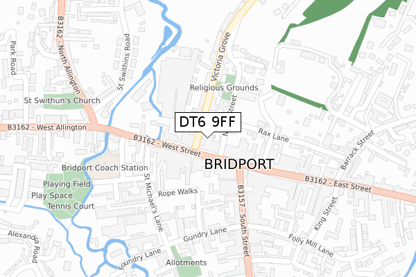 DT6 9FF map - large scale - OS Open Zoomstack (Ordnance Survey)