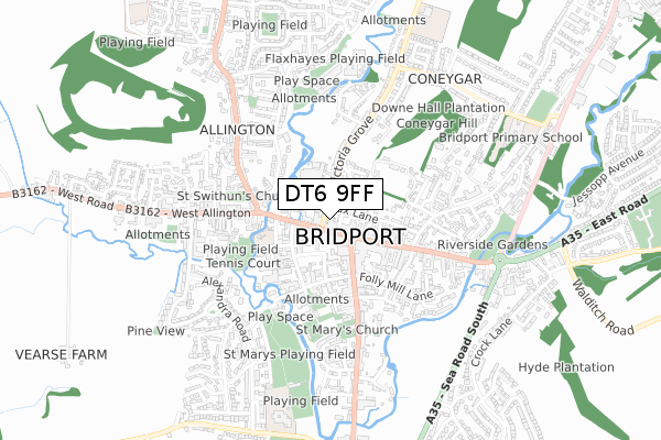 DT6 9FF map - small scale - OS Open Zoomstack (Ordnance Survey)