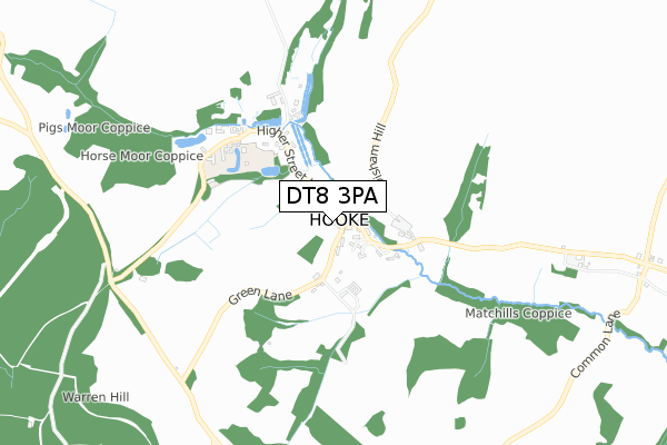DT8 3PA map - small scale - OS Open Zoomstack (Ordnance Survey)