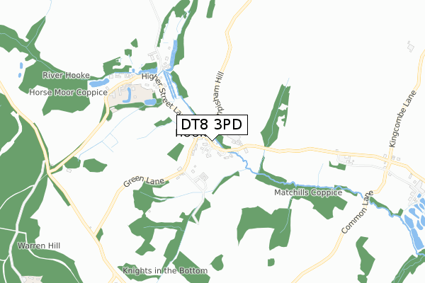 DT8 3PD map - small scale - OS Open Zoomstack (Ordnance Survey)