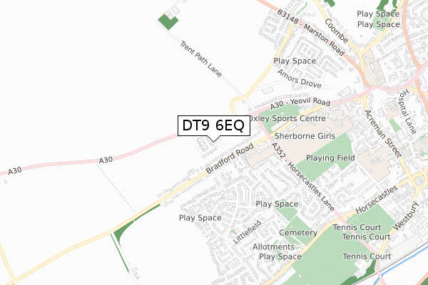 DT9 6EQ map - small scale - OS Open Zoomstack (Ordnance Survey)