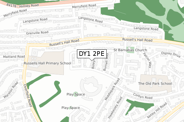 DY1 2PE map - large scale - OS Open Zoomstack (Ordnance Survey)