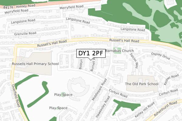 DY1 2PF map - large scale - OS Open Zoomstack (Ordnance Survey)