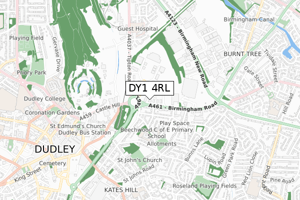 DY1 4RL map - small scale - OS Open Zoomstack (Ordnance Survey)