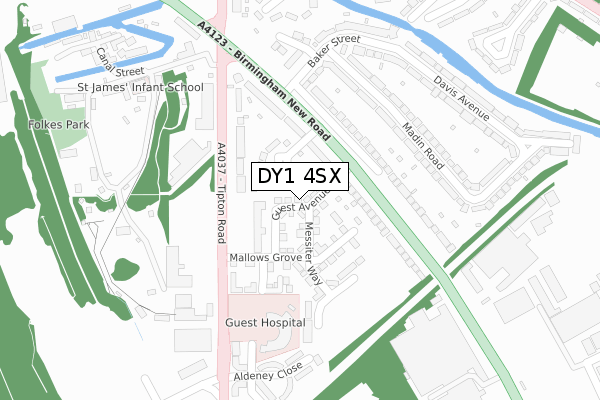 DY1 4SX map - large scale - OS Open Zoomstack (Ordnance Survey)