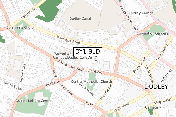 DY1 9LD map - large scale - OS Open Zoomstack (Ordnance Survey)