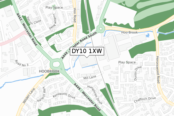 DY10 1XW map - large scale - OS Open Zoomstack (Ordnance Survey)