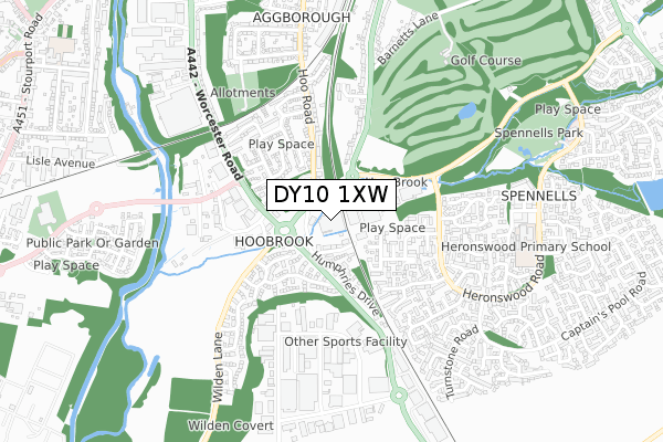 DY10 1XW map - small scale - OS Open Zoomstack (Ordnance Survey)