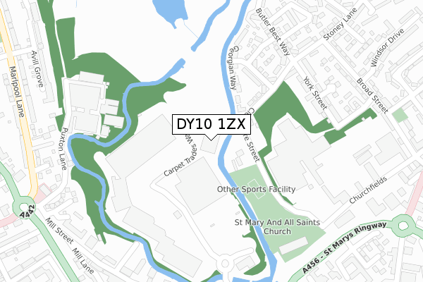 DY10 1ZX map - large scale - OS Open Zoomstack (Ordnance Survey)