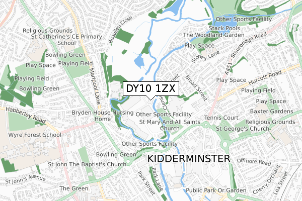 DY10 1ZX map - small scale - OS Open Zoomstack (Ordnance Survey)