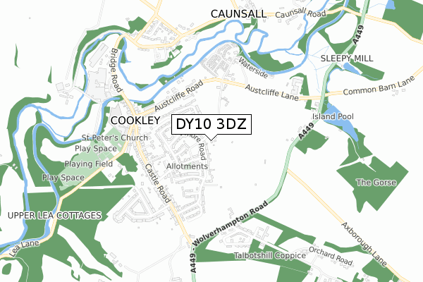 DY10 3DZ map - small scale - OS Open Zoomstack (Ordnance Survey)