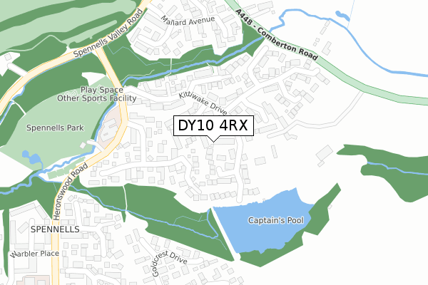 DY10 4RX map - large scale - OS Open Zoomstack (Ordnance Survey)