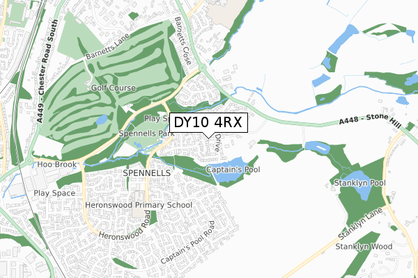 DY10 4RX map - small scale - OS Open Zoomstack (Ordnance Survey)