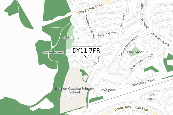 DY11 7FR map - large scale - OS Open Zoomstack (Ordnance Survey)