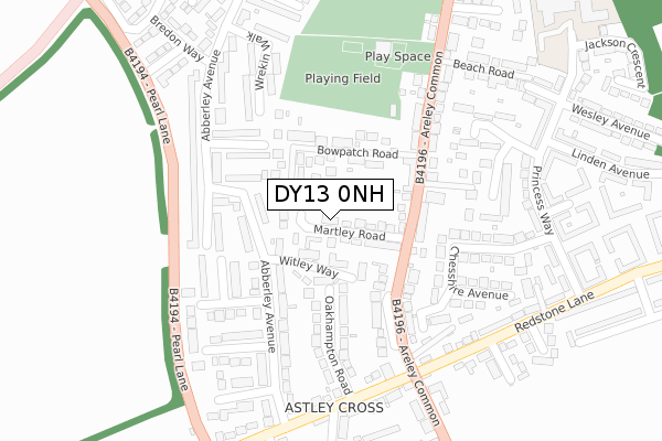 DY13 0NH map - large scale - OS Open Zoomstack (Ordnance Survey)