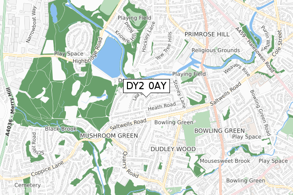 DY2 0AY map - small scale - OS Open Zoomstack (Ordnance Survey)