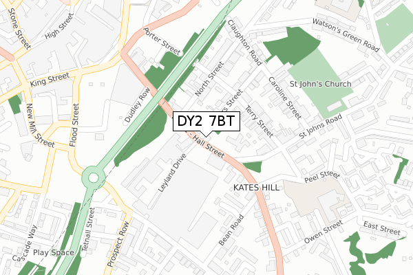 DY2 7BT map - large scale - OS Open Zoomstack (Ordnance Survey)