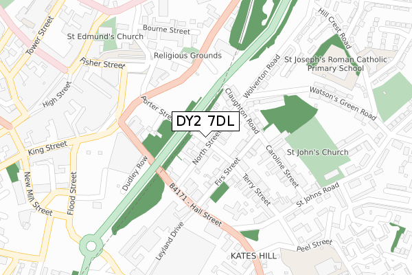 DY2 7DL map - large scale - OS Open Zoomstack (Ordnance Survey)