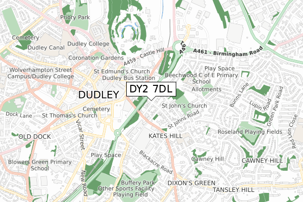 DY2 7DL map - small scale - OS Open Zoomstack (Ordnance Survey)