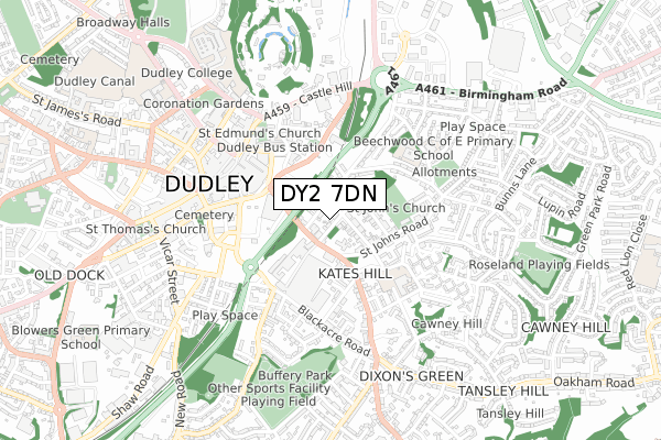 DY2 7DN map - small scale - OS Open Zoomstack (Ordnance Survey)